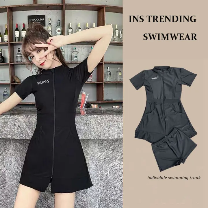 JKG Swimming Attire For Women OnePiece Swimwear Conservative Swimsuit