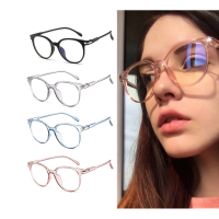 Women Round Anti-Blue Glasses Computer Anti-radiation Eyeglasses Replaceable Ready Stock