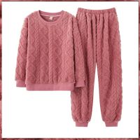 M-3XL Thicken Plush Night Suit Pijamas Women Big Size Pajamas Winter Flannel For Laides Velvet Sleepwear Set Warm Home Clothes