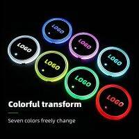 ❁♠卐 universal 2pcs Auto Led Car Cup Holder Bottom Pad USBCharging Car Atmosphere Light Non-Slip for Tesla Mercedes bmw