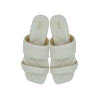 SHU PALETTE SOFT CUBIC SQUARE SANDALS - WHITE CHOC รองเท้าแตะ