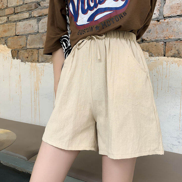 spot-sports-casual-shorts-cotton-and-linen-loose-fitting-loungewear-thin-a-line-pants-pajama-pants-high-waist-wide-leg-half-pants-2023