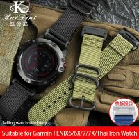 สำหรับ Garmin Tactix Delta Tactix7 7 Pro MK2 MK1 Mk2i Quickfit 26มม. Fenix6/6X/7/7X ดูสายผ้าไนลอนสร้อยข้อมือพร้อมสายคล้อง