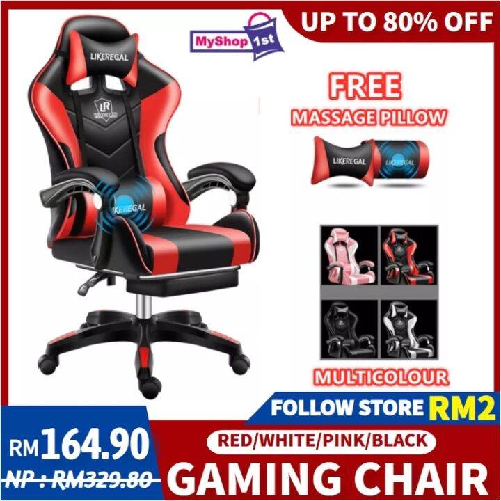 Gaming chair [FREE MASSAGE PILLOW] Premium Ergonomic Racing Style
