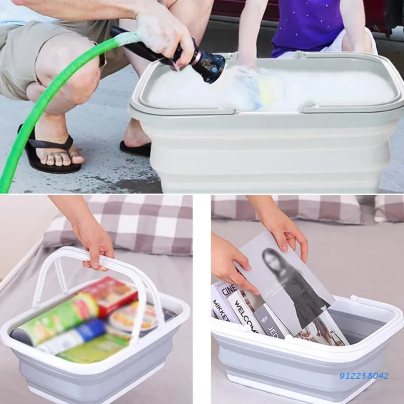 Collapsible Sinks Camping Picnic Baskets Folding Laundry Basket Foldable  Ice Buckets Collapsible Washing Up Bowl with Handles for Washing Cleaning