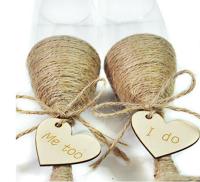 Rustic Wedding Toasting Glasses with Twine ,Engraved "I DO, ME TOO" , Champagne Flutes ,Bride and Groom Glasses ,wedding Glasses