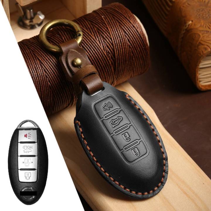 car-key-case-cover-fob-holder-leather-pouch-keychain-accessories-for-nissan-sylphy-bluebird-qashqai-tiida-x-trail-bluebird-shell