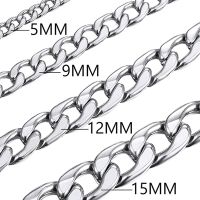 【CW】4-15MMM Stainless Steel Cuban Link Necklaces for Men Women NK Hip Hop Chains Punk DIY Jewelry 50-70CM