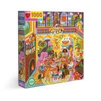 eeBoo Family Dinner 1,000 Pc Sq Puzzle - จิ๊กซอว์รูปรับประทานอาหารค่ำในครอบครัวแบบ 1,000 ชิ้น