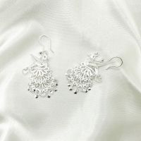 DSP ต่างหูเงินแท้รูปนกยูง ตุ้มหูเงินแท้รูปสัตว์ ต่างหูเงินแท้ 925: DSP 925 Sterling Silver Earing [ESPB0632]