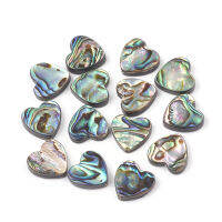 1pc Abalone Shell/Paua Shell Beads Heart Colorful 14x14x4mm Hole: 1.2mm