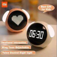 ๊์UN Youpin Xiaomi Cute Expression Pixel Alarm Clock,ไฟ LED ควบคุมด้วยเสียงแบบดิจิตอลหลายฟังก์ชั่น,เครื่องวัดอุณหภูมิข้างเตี