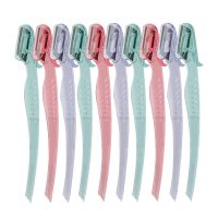 Yunduogirl 5/10Pcs Transparent Mermaid Eyebrow Trimmer Makeup Knife Eyebrow Blades Face Hair Removal Face Razor for Women