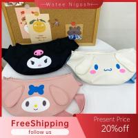 WSTEE NIGOSHI อะนิเมะ กระเป๋าเอกสาร Kuromi Cinnamoroll แพ็คเอว My Melody กระเป๋าใส่เงิน กระเป๋าใส่โทรศัพท์มือถือ สำหรับผู้หญิง