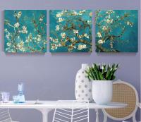 ชุด3พิมพ์ Unframed ดอกไม้ต้นไม้ภาพผนัง-แขวนผ้าใบภาพวาดสีน้ำมัน-Modular Wall Art สำหรับตกแต่งบ้าน