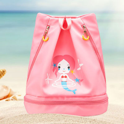 Waterproof Swimming Bag Nylon Cartoon Beach Backpack Wet And Dry Travel Bagpack With Independent Shoes Bag For Children
