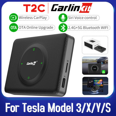 CarlinKit T2C ไร้สาย CarPlay AI Box 4G ซิม LTE สมาร์ทวอทตรวจวัดสุขภาพอะแดปเตอร์เสียงสำหรับรถยนต์สำหรับรถยนต์เทสลาทุกคัน