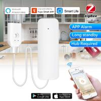 1ชิ้น Zigbee Tuya เซ็นเซอร์น้ำสมาร์ทโฮม Smartlife รีโมทแอปการตรวจสอบความปลอดภัยเครื่องตรวจจับการรั่วไหลของน้ำสัญญาณเตือนภัยป้องกัน