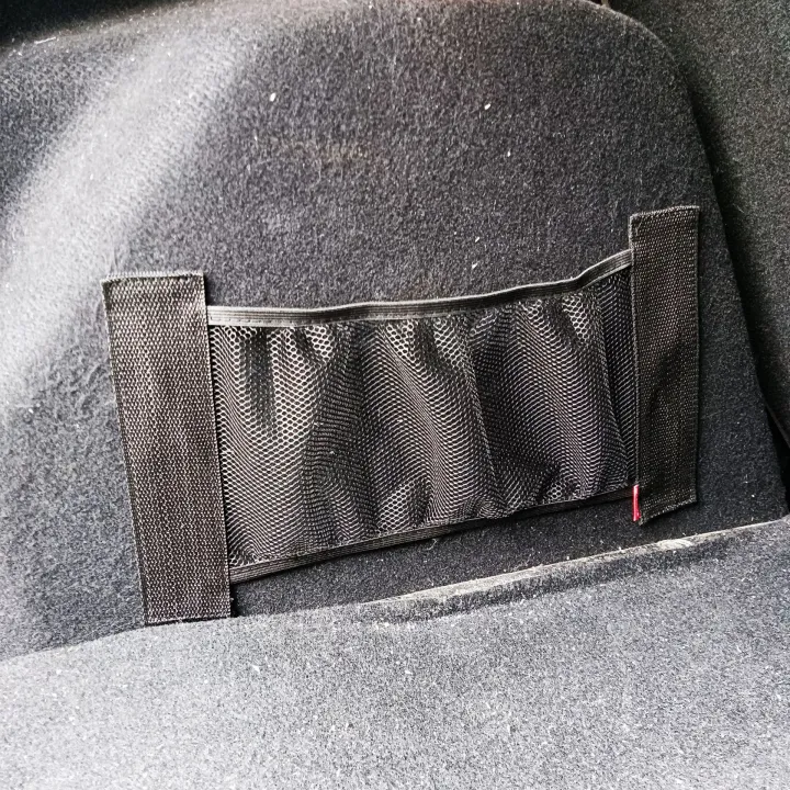 กระเป๋าตาข่ายด้านหลังรถอเนกประสงค์-กระเป๋าใส่ของที่นั่งเบาะหลังสายรัดยืดหยุ่นเมจิกสติ๊กเกอร์ซองกระเป๋าอัตโนมัติกระเป๋าสะพายหลัง