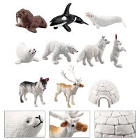 Plus Idea 10Pcs Animal Model Easy to Store Lightweight PVC Mini Arctic Winter Animals Model for Car Decoration