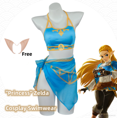 HZ The Legend of Zelda: Tears of the Kingdom Princess Zelda Cosplay Swimsuit Bikini Sexy Women Swimwear Halloween Party ZH