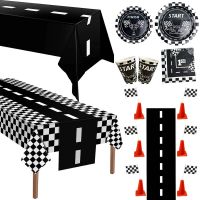 【LZ】✽  Corrida Decorações De Aniversário Road Toalha De Mesa Racetrack Tablecloth Runner Tabela bandeira para Crianças Car Theme Birthday Party Supplies