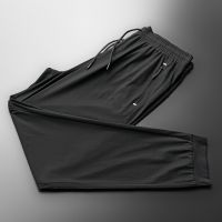 [COD] silk quick-drying trousers mens summer thin section loose-fitting elastic sports feet casual