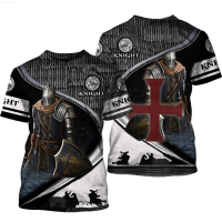 2023 new design- Knights Templar Armor Warrior 3D Printing T Shirt 2023 Summer Mens Fashion Casual Short Sleeve Top Funny Design T Shirts{plenty}