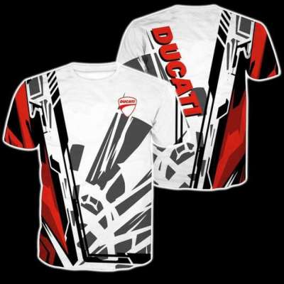New Mens Digital Print Ducati Motorcycle Logo Short Sleeve Casual Fashion Harajuku High Quality T-shirt Brand Hip Hop Top