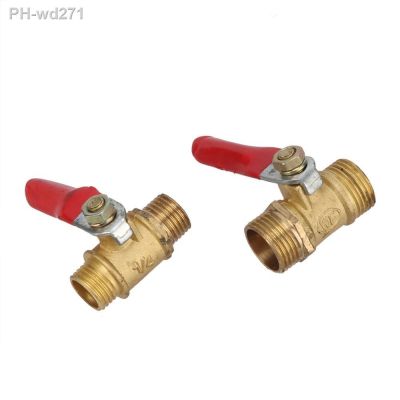 Brass Ball Valve 1/4 quot; 3/8 quot; Male to Male BSP Thread with Red Lever Handle Connector Joint Pipe Fittings Coupling Adapter