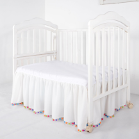 Surprise ของขวัญ Ruffled Crib Bed กระโปรงสีสัน Pompoms เนอสเซอรี่เด็กวัยหัดเดินผ้าคลุมเตียงสำหรับเด็กทารกหญิง-14นิ้ว High