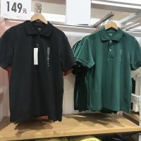 ♧■♙UNIQLO ผ้าฝ้ายระบายอากาศสีทึบผู้ชายฤดูร้อน,เสื้อโปโลลำลองคอปกแขนสั้นทุกชุด