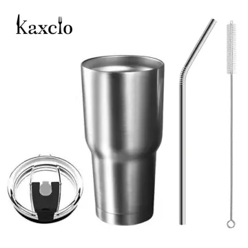 30oz/900ml Stainless Steel Tumbler with Straw & Lid (Plain, Stainless  steel)