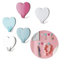 Nordic Wall Hooks Heart Shape Candy Wall Decoration Hanger Coat Key Cables Glasses Clothes Hairbands Hanging Hook