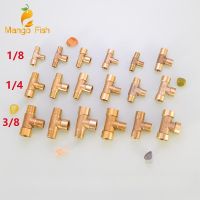 ● 1Pc Pneumatic Brass Pipe fitting Male-Female Thread conversion connect 1/8 1/4 3/8 BSP Tee Type copper water oil gas adapter