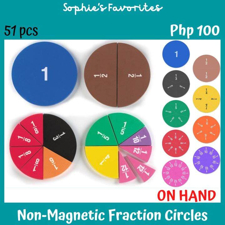 Fraction For Kids 51pcs Non-Magnetic Rainbow Fraction Circles Foam Math ...