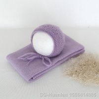 Soft Stretch Knit Wraps Newborn Photography Prop Outfit Baby Mohair Wrap And Crochet Bonnet Sets Photo Shoot Prop