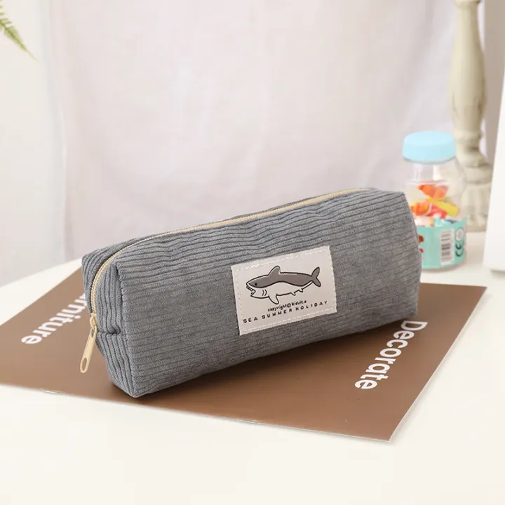 kawaii-pencil-pouch-pencil-case-with-shark-design-shark-stationery-holder-corduroy-pen-case-large-capacity-pencil-case