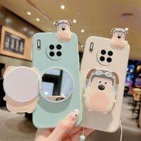 Huawei Mate30pro เคสโทรศัพท์มือถือ Mate30การ์ตูนผู้หญิงรุ่น E Net กระจกแต่งหน้าสีแดงปลอกนิ่มสายคล้องป้องกันการตกแบบรวมทุกอย่าง