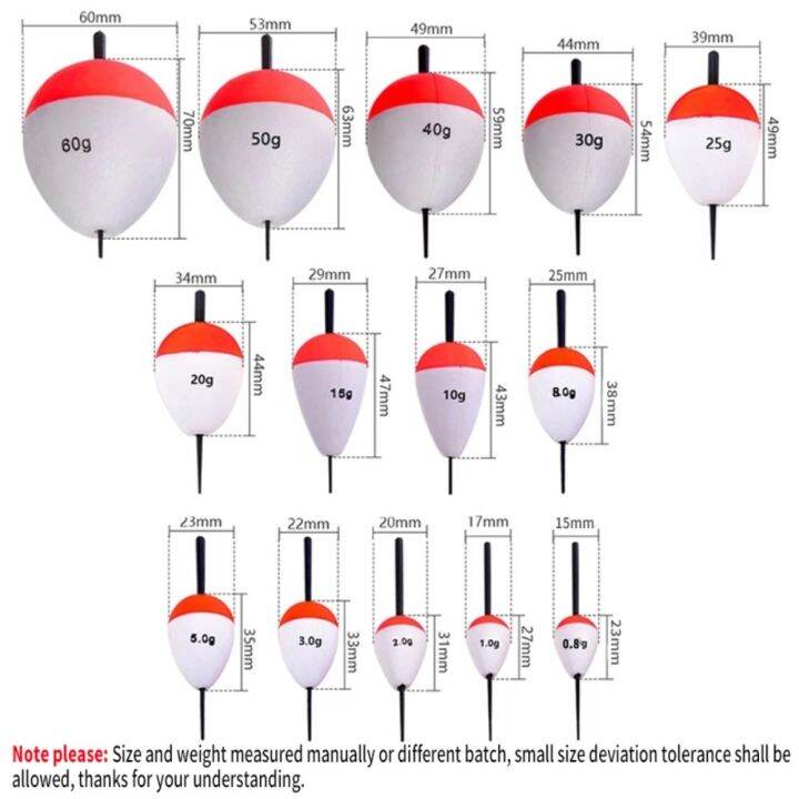 ycr1063วัสดุน้ำหนักเบาลอยน้ำได้10ชิ้นอุปกรณ์เสริมตกปลา-eva-แบบโฟมแบบแข็งโฟมว่ายน้ำแพตกปลาทุ่นตกปลาลอยน้ำสีแดงขาว