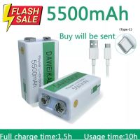 ถ่านชาร์จ 9V  Rechargable battery 5500 mAh &amp; 6900 mAh USB Type C ชาร์จเร็ว #ถ่านชาร์จ 18650  #ถ่านชาร์จ usb #ถ่านชาร์จ 3 7v  #ถ่านชาร์จ    #ถ่านชาร์จ aa