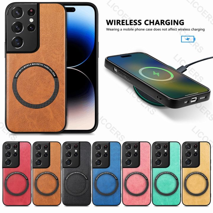 Wireless Charging Case For Samsung Galaxy S22 S21 S20 Ultra Plus Fe S10 A53 A32 Cover Leather 9468