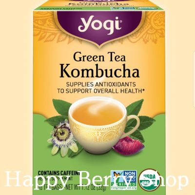 ชา YOGI ORGANIC HERBAL TEA 🍃⭐Green Tea Kombucha⭐🍵 ชาโยคี ชาสมุนไพรออแกนิค ชาเพื่อสุขภาพ จากอเมริกา🇺🇸 1 กล่องมี 16 ซอง