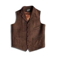 The American retro hunting Tweed Tweed flat collar tooling big yards herringbone ma3 jia3 wool vest