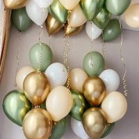 【LZ】♧℡ஐ  Balões De Látex Retro para Decoração De Festa De Aniversário Verde Azeitona Cromo Ouro Balão de Ar para Baby Shower Suprimentos De Celebração Do Casamento 15PCs