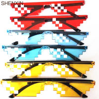 SHENXIN Mosaic Sunglasses Thug Life Glasses Mosaic Glasses Two Maintenance Eyepiece My World Personality Pixel Sunglasses