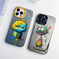 ภาพวาดสีน้ำมันเคสอะคริลิกสองชั้นแมวหน้าใหญ่สำหรับ iPhone 11 12 Pro Max 13 Pro Max 14 Pro Max