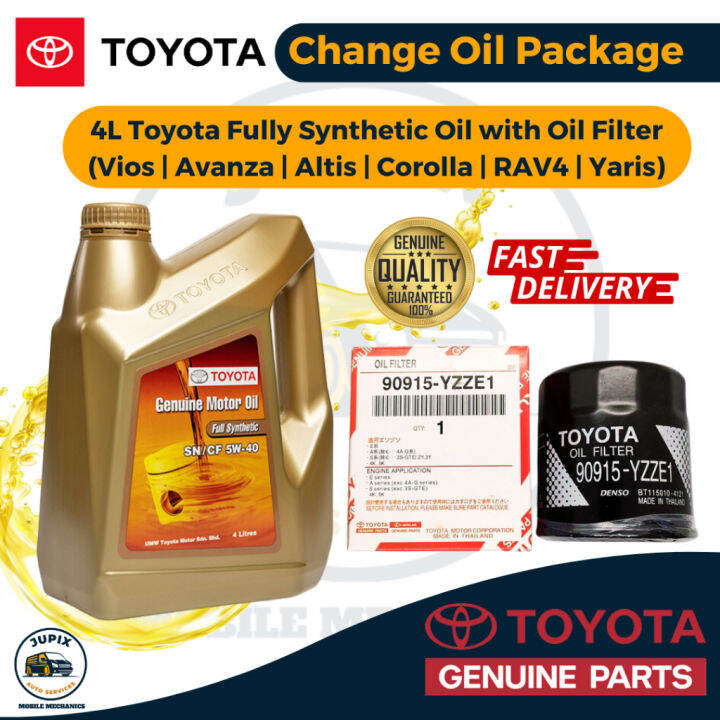 Toyota Fully Synthetic Engine Oil 5W-40 【4 Liters + Oil Filter】 Oil ...