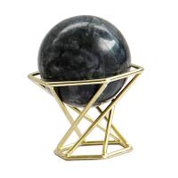 50mm Black Marble Ball with Gold Display Stand Stone Marble Sphere Trinket Decor for Store Office Room Indoor Decoration