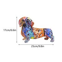 25Cm Resin Colorful Dachshund Figurines Painted Dog Pet Decorative Ornament Home Living Room Animal Desktop Decor Accessories